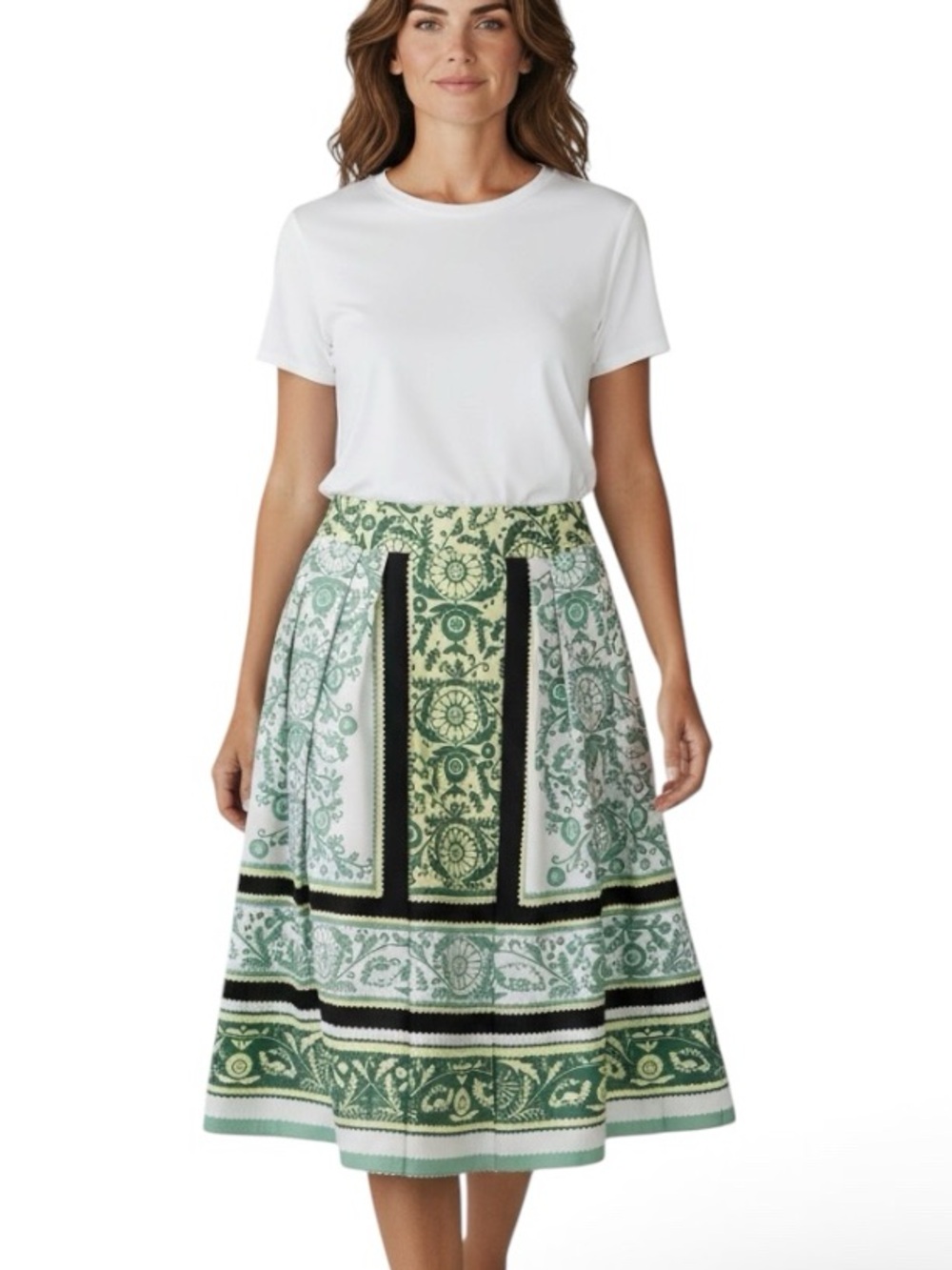 NWOT EVA MENDES Green Floral Skirt